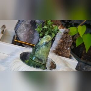 Polished Green Nephrite Jade Crystal Freeform